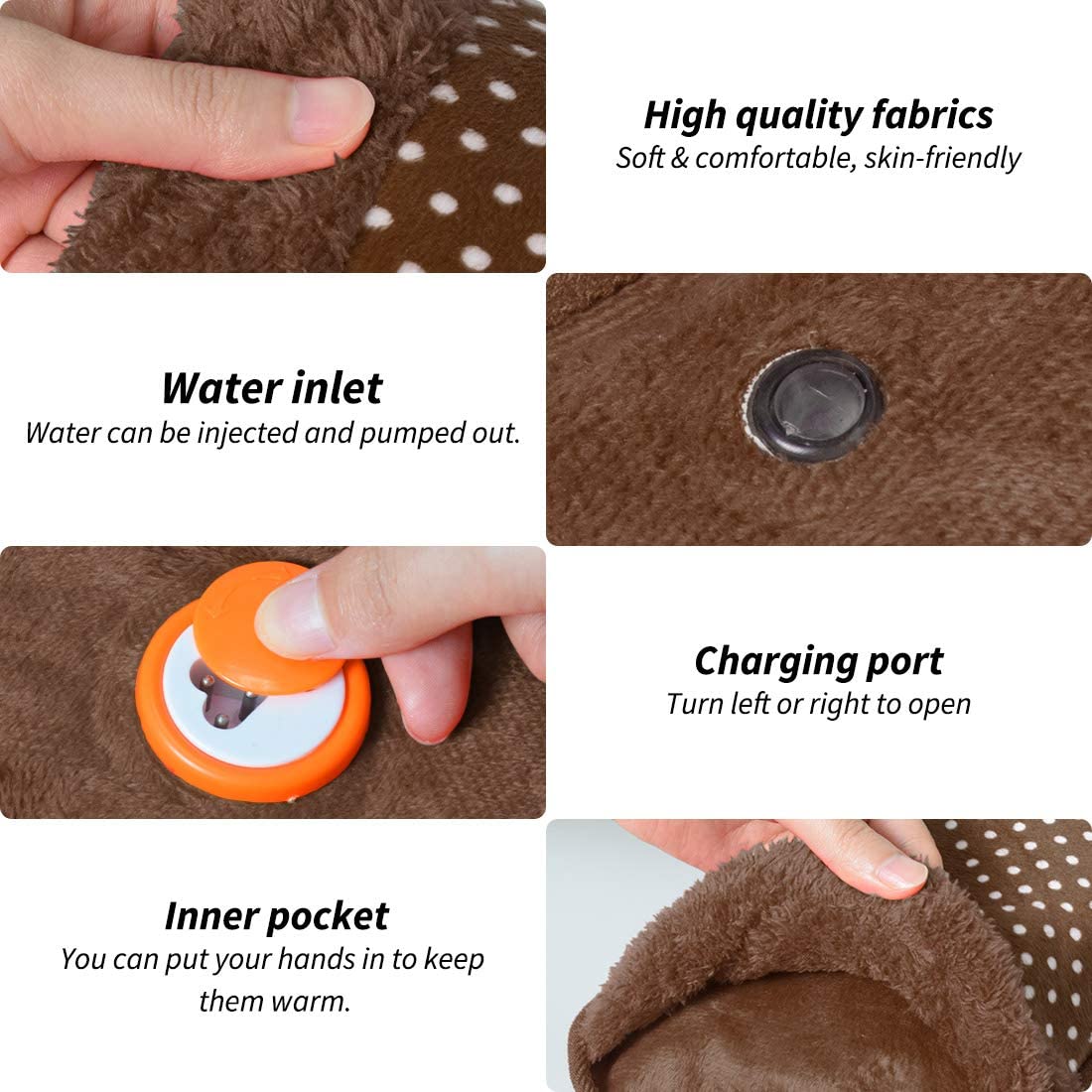 Rechargeable Electric Hot Water Bottle: Portable Heating Pad with Soft Fleece Cover